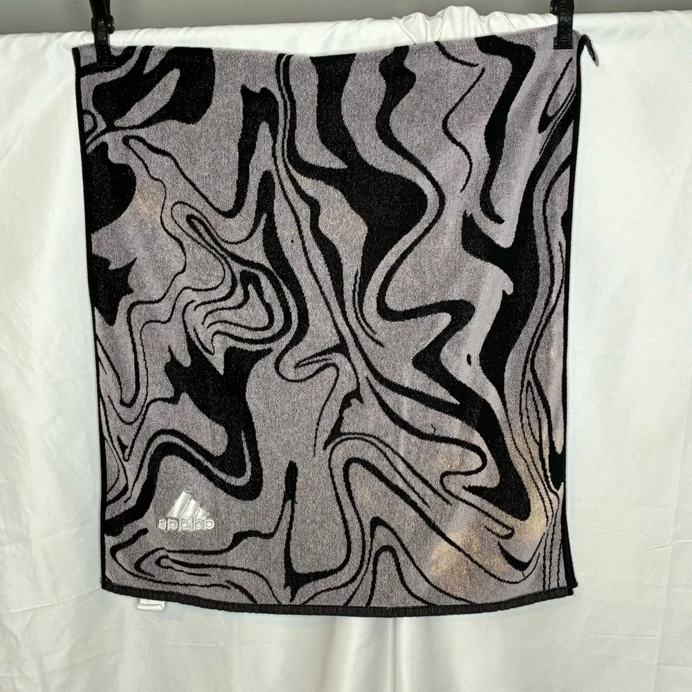 🐼 3/$25 Large Adidas Black Sport Towel with Abstract Design